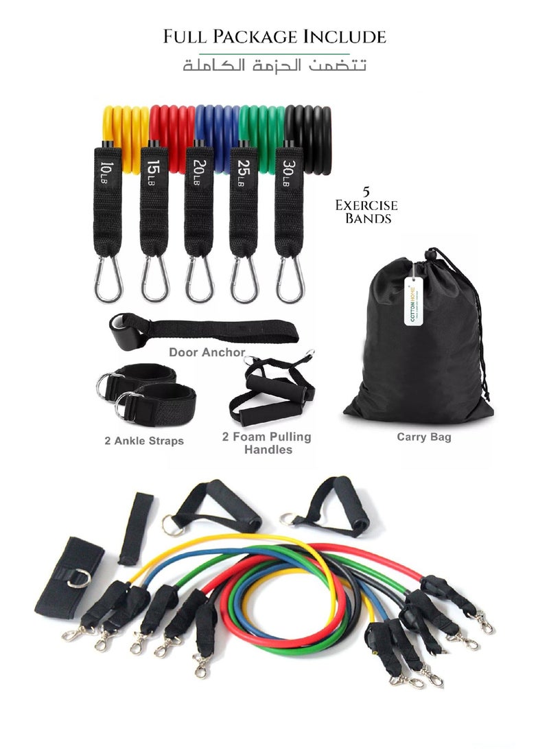 REST Resistance Bands Set Stackable Exercise Bands up to 100 lbs with Handles Door Anchor Ankle Straps & Carry Bag Fitness Bands for Strength Training Home Outdoor Workouts Multicolor - Image 4